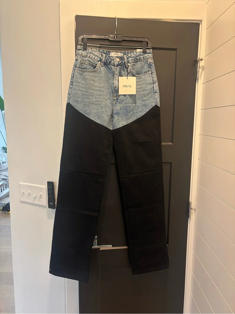 Piral Bicolor Chap Jeans Sz 4 / Small NWT denim black two tone high waist